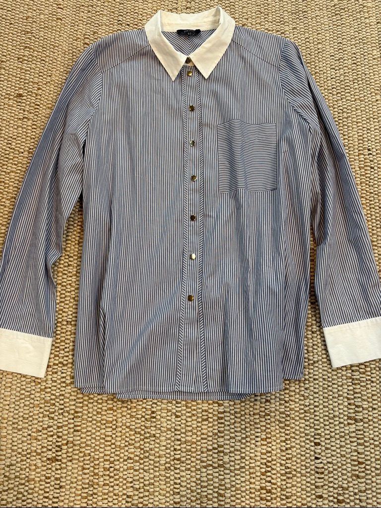 Me+Em Navy Pinstripe Shirt With White Collar And Cuffs